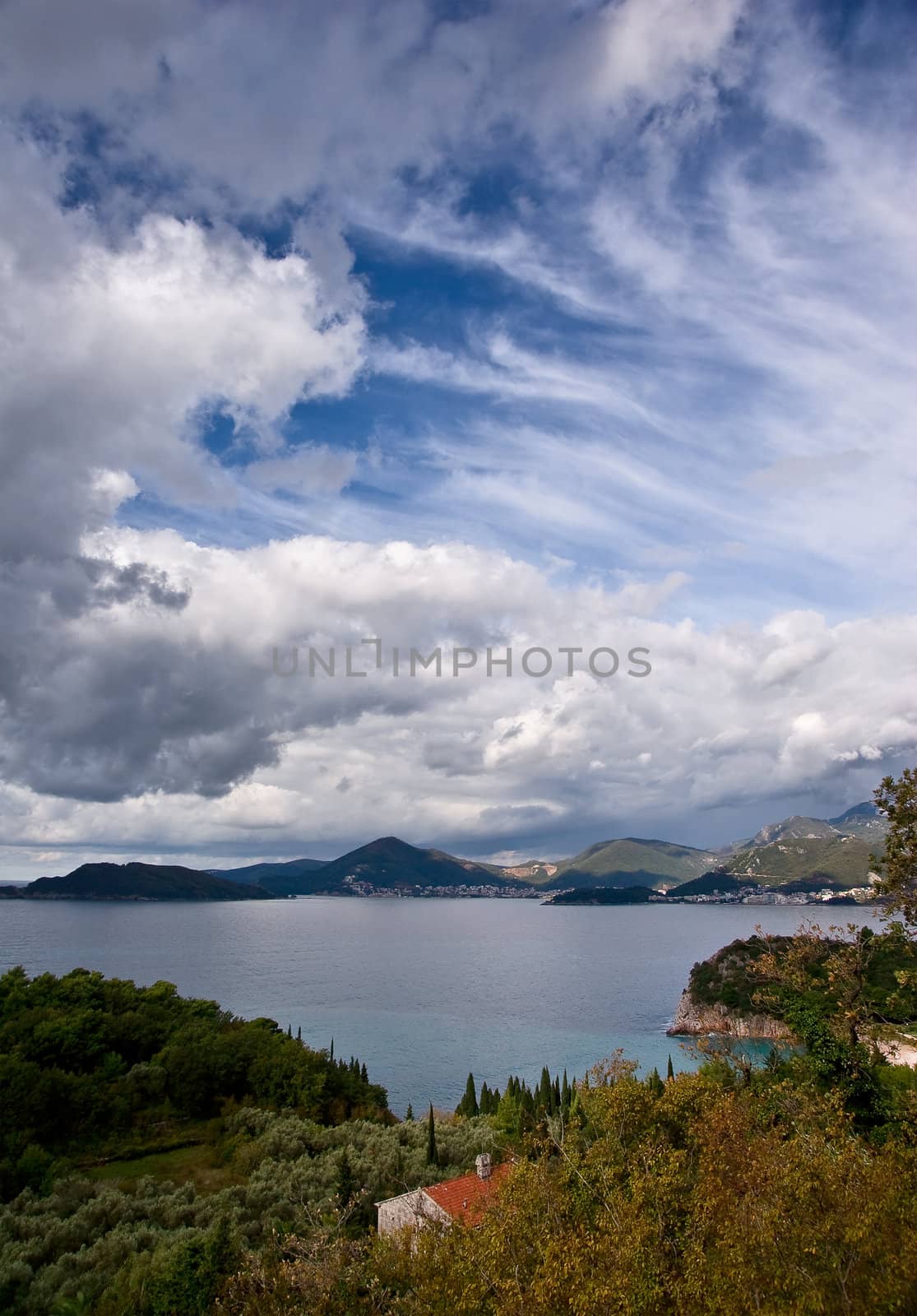 autemn on the mediterranean coast with dramatic sky