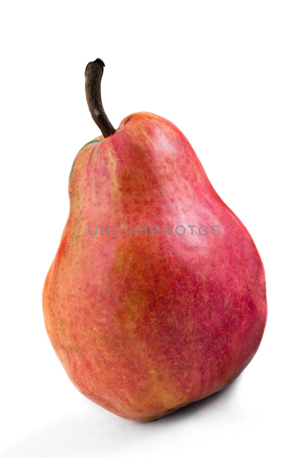 Ripe red pear on a white background