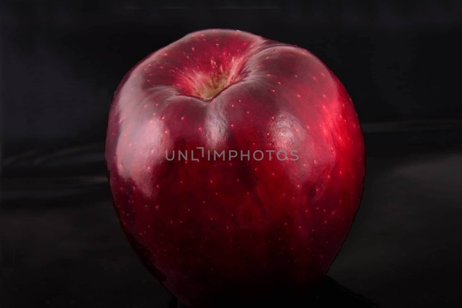 Red apple on a black background