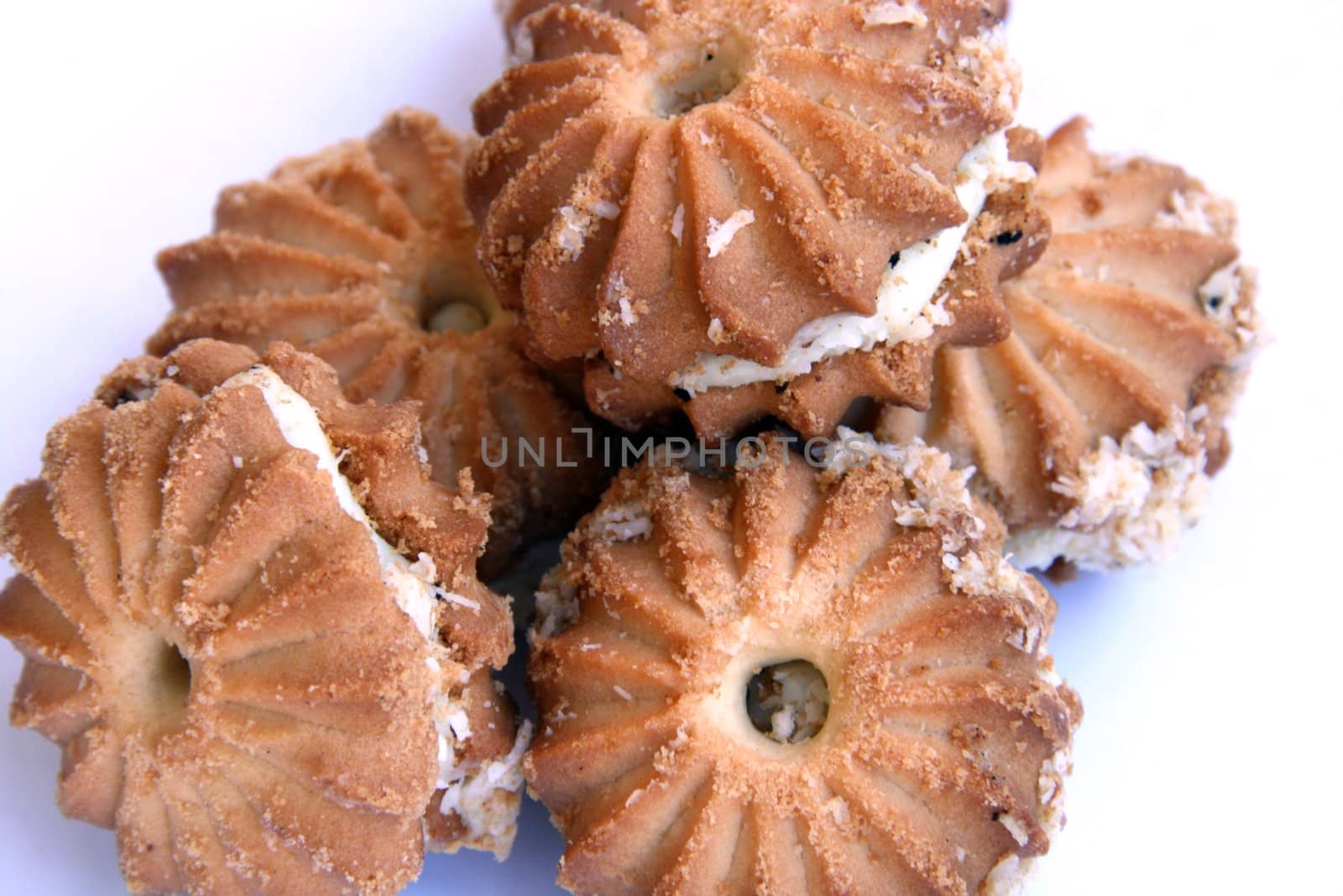 close-up photo of testy cookies on white background