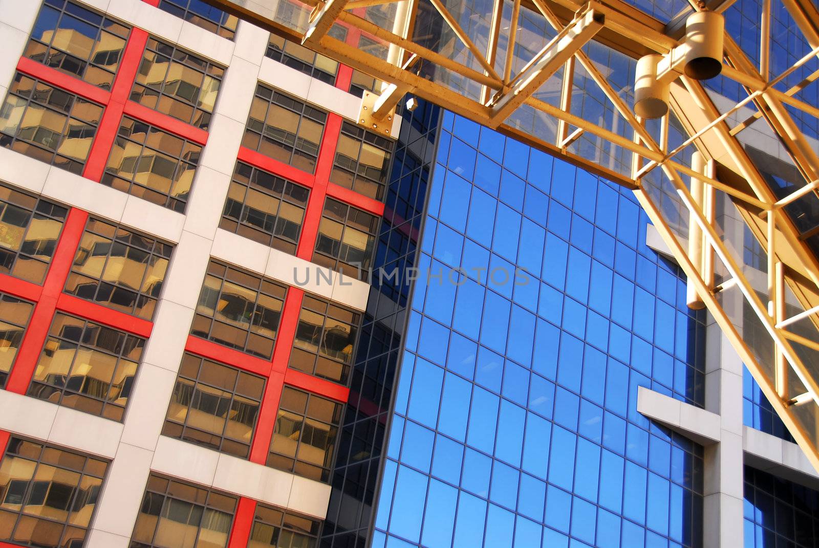 Fragment of modern office buildings, urban architectural abstract