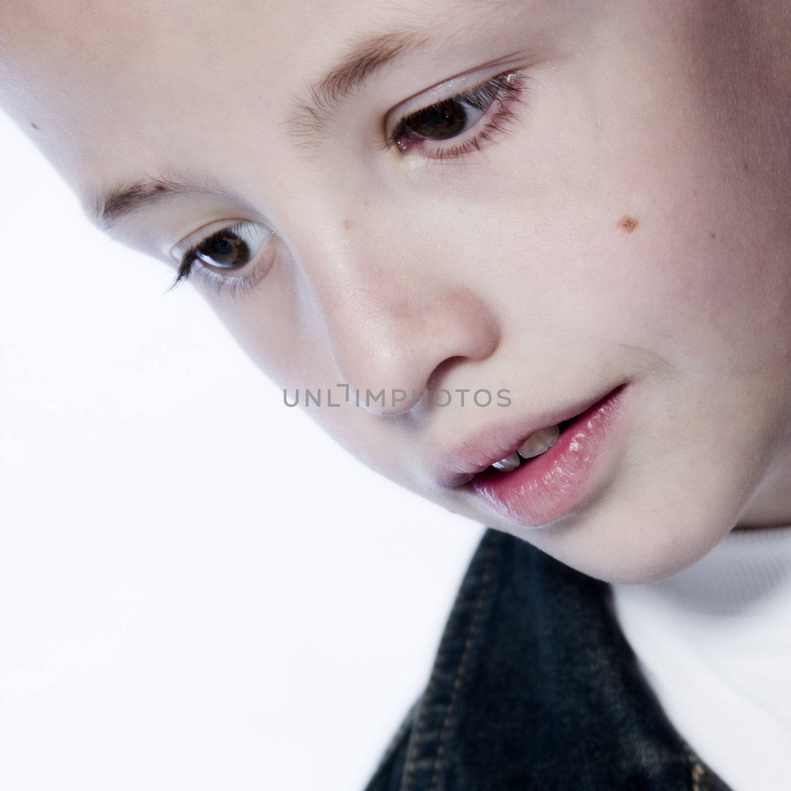 Young boy in thinking pose by DNFStyle