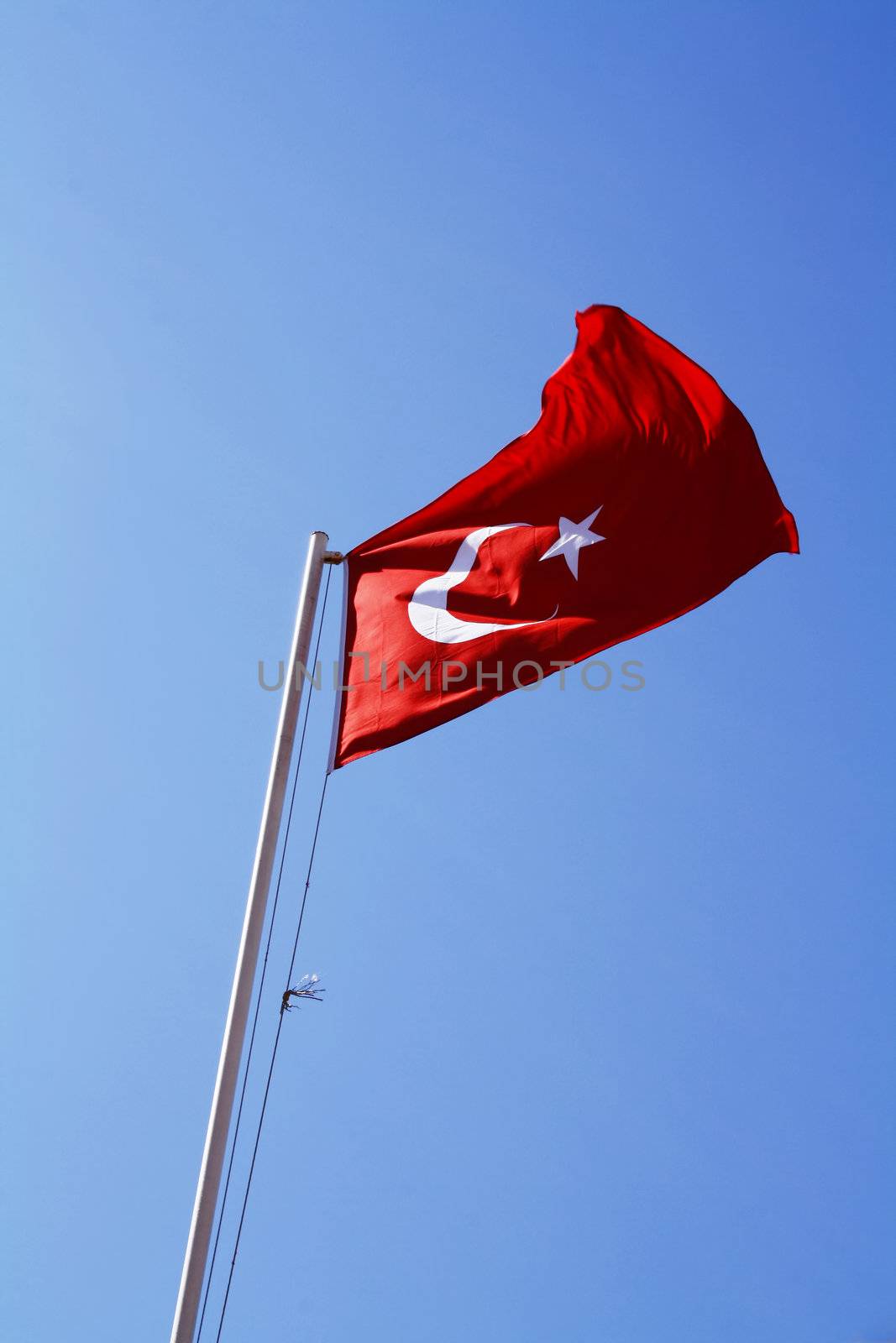 The National Flag of the Republic of Turkey on mast