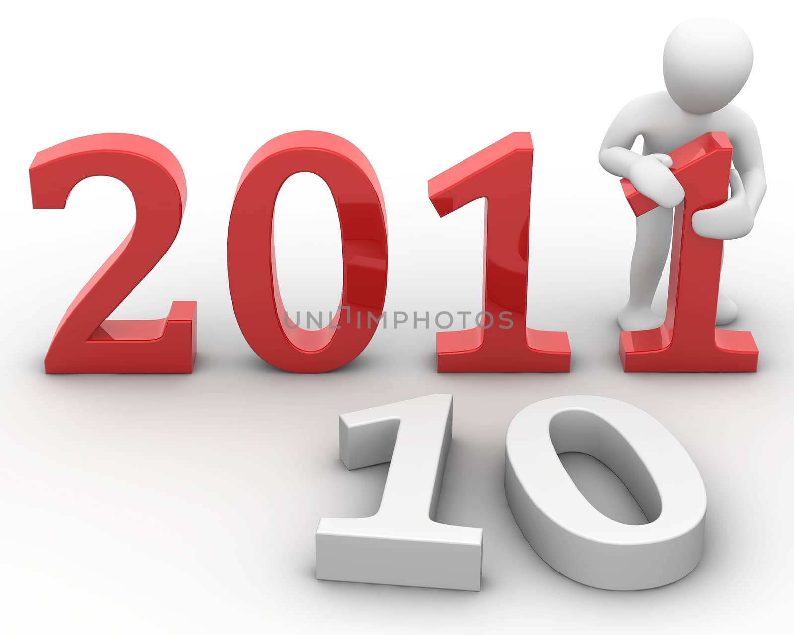 3d image, character, setting numbers, new year