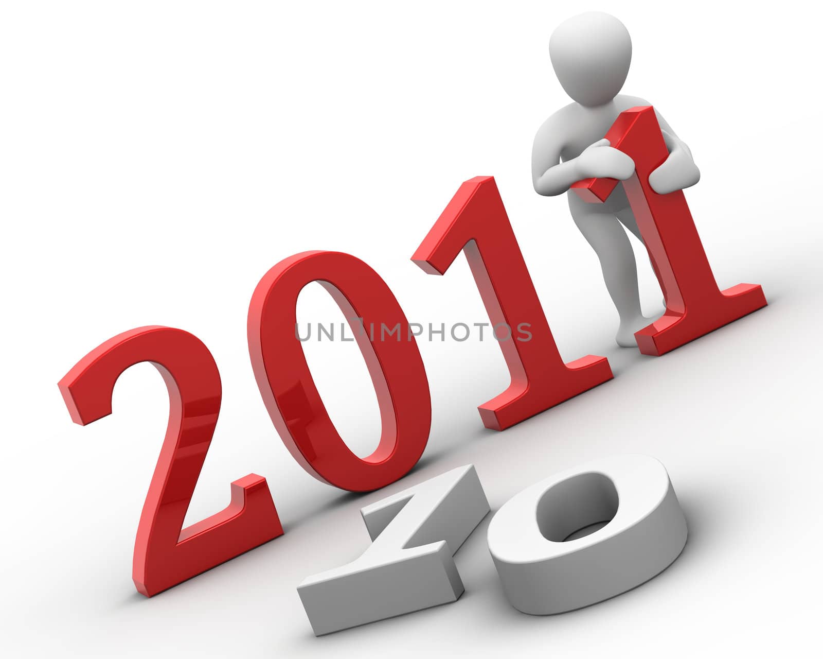 3d image, character, setting numbers, new year