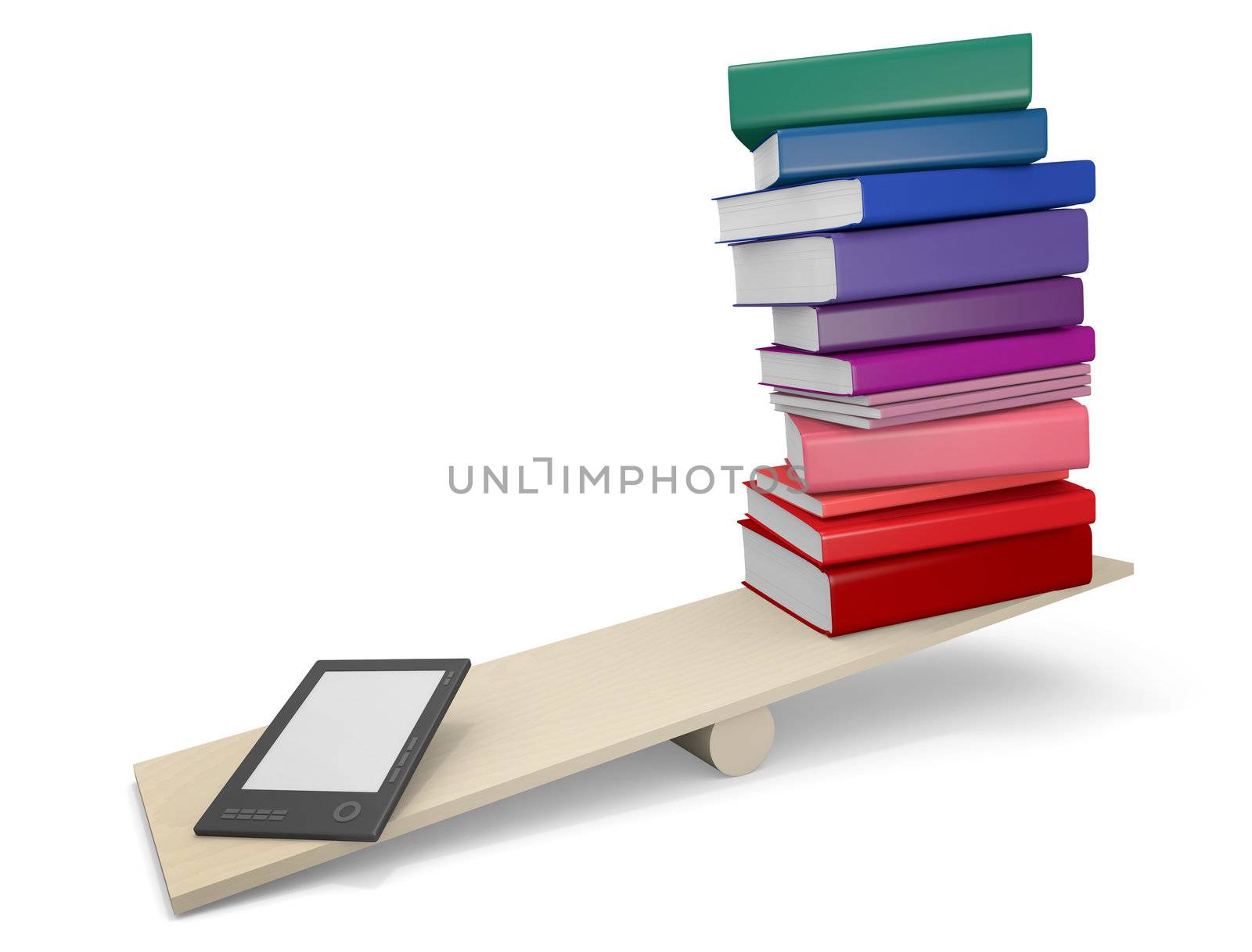 In terms of capacity, ebook readers seem to be unbeatable; 3D rendered concept illustration.