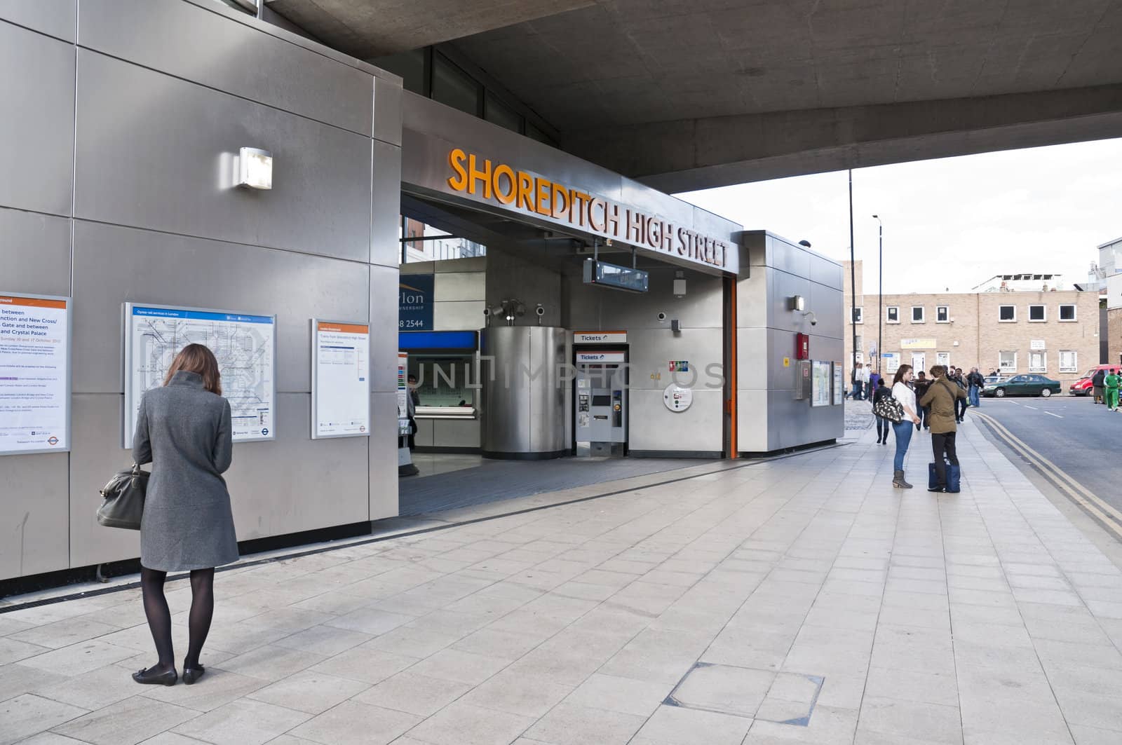 LONDON - OCTOBER 17: Front of the recently inaugurated Shoreditch station. October 17, 2010 in London, England.