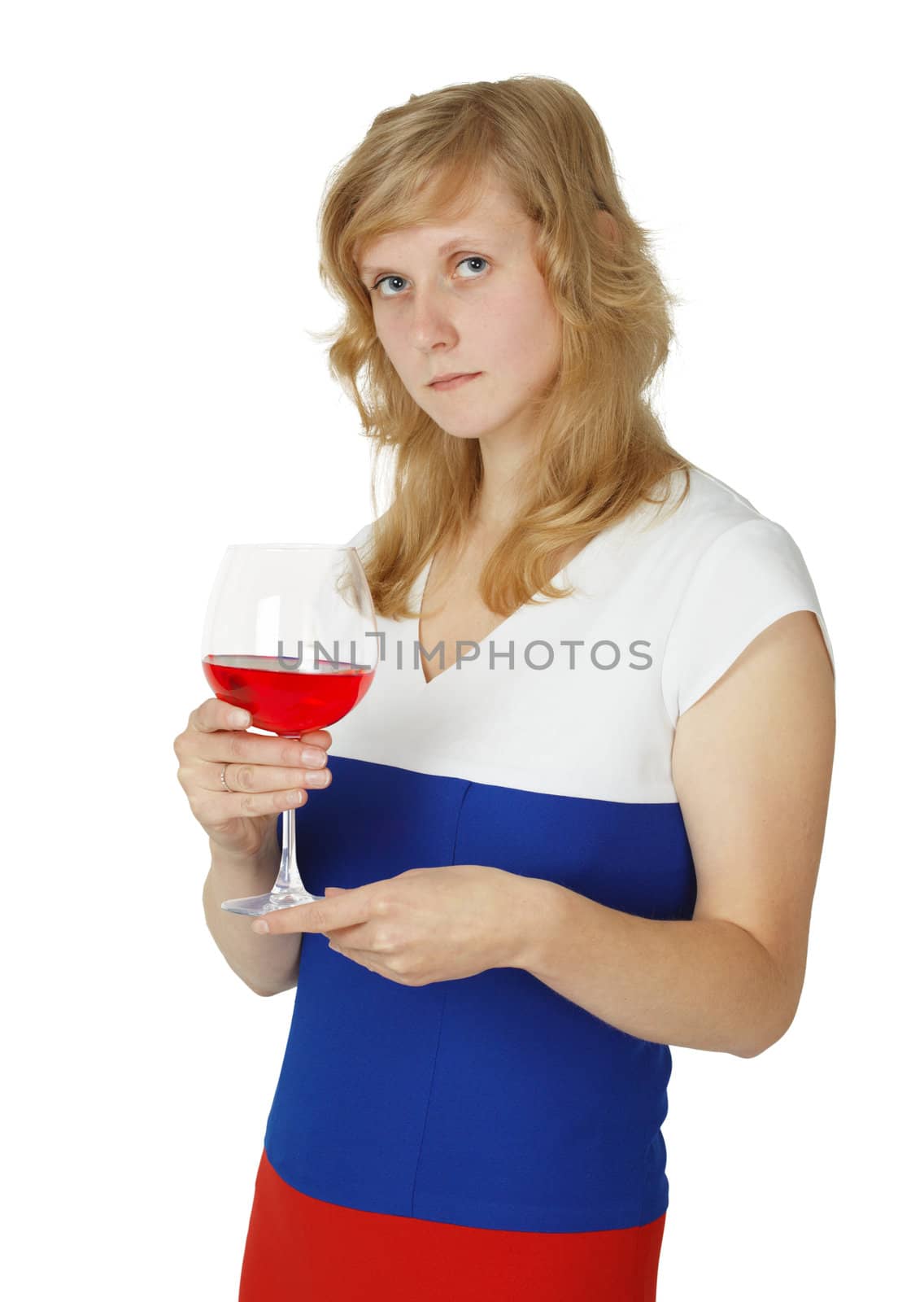 Woman with glass of red wine by pzaxe