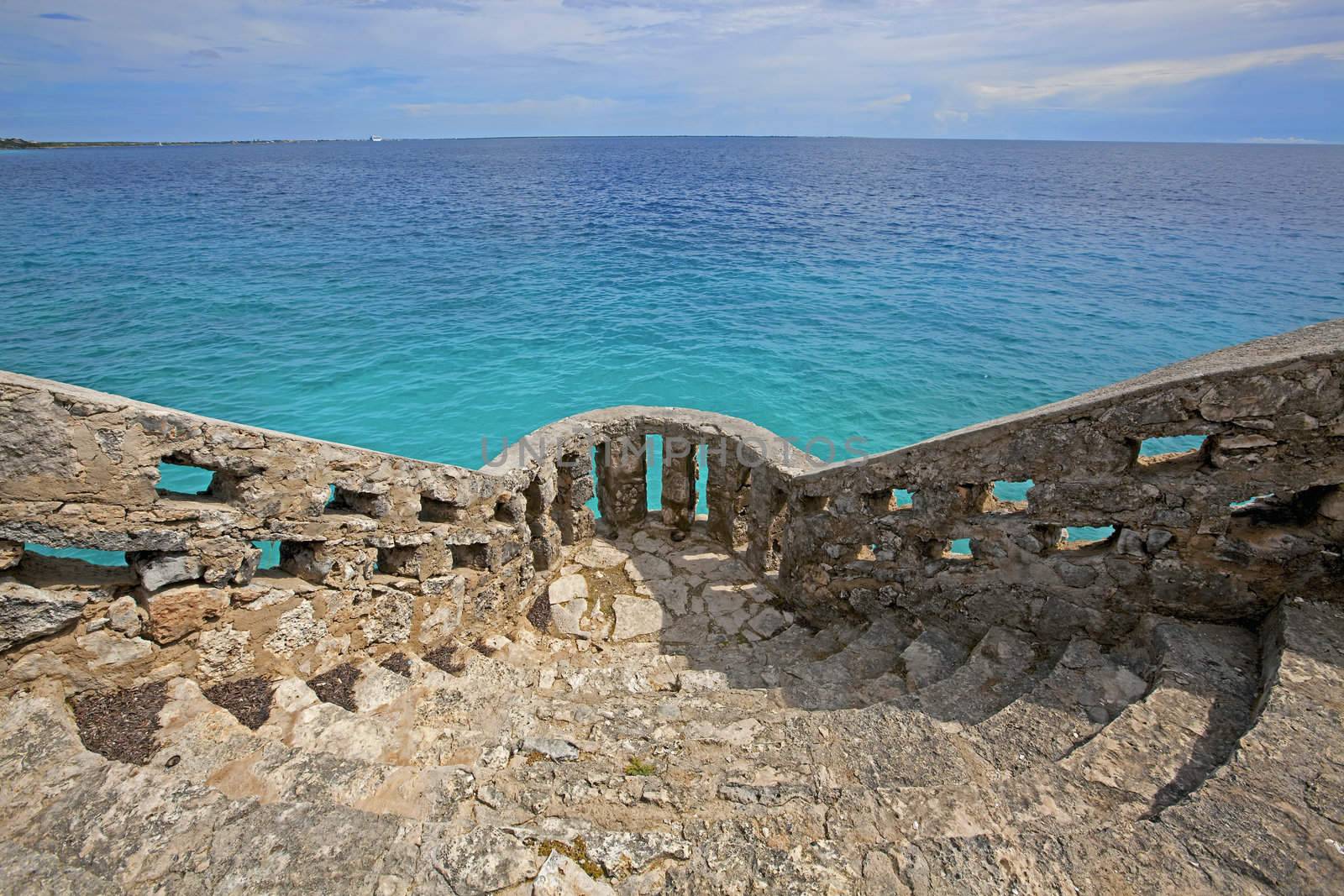 View over the turquoise water on Bonaire