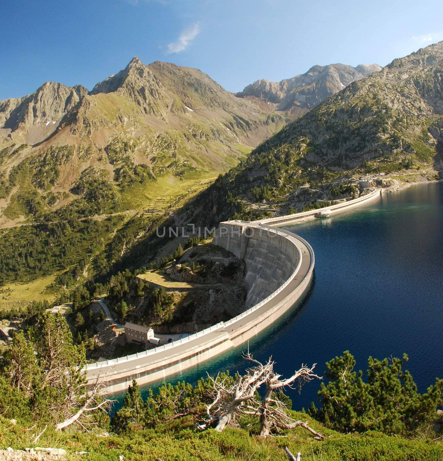 Lake Cap-de-Long  in French Hautes-Pyrenees, At an elevation of 2161 m its 130 deap. Its created by grate dam used for hydroelectric energy station.