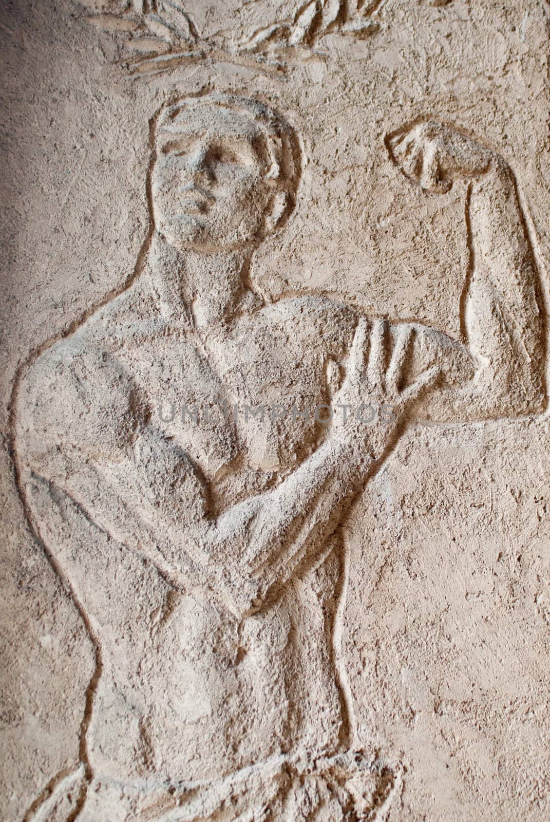 a fresco in the swedish city hall shownig a man that shows his muscles