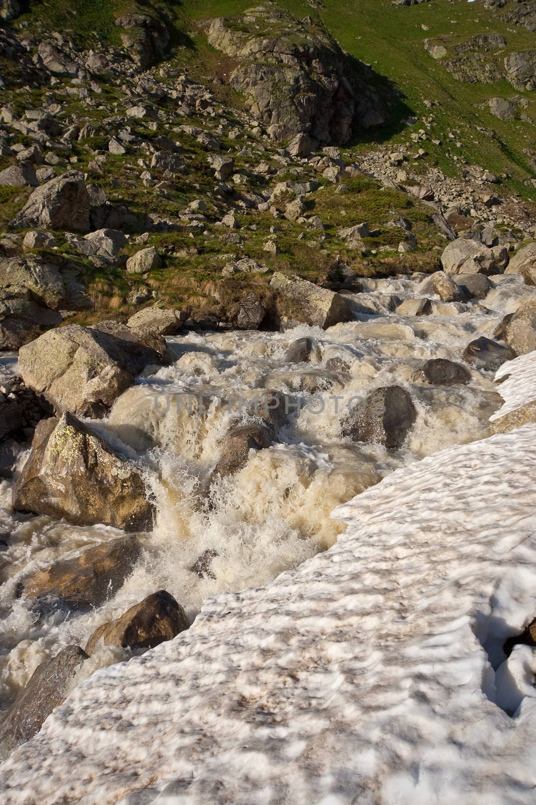 Mountain river, Caucasus Mountains, Elbrus, Adilsu june 2010