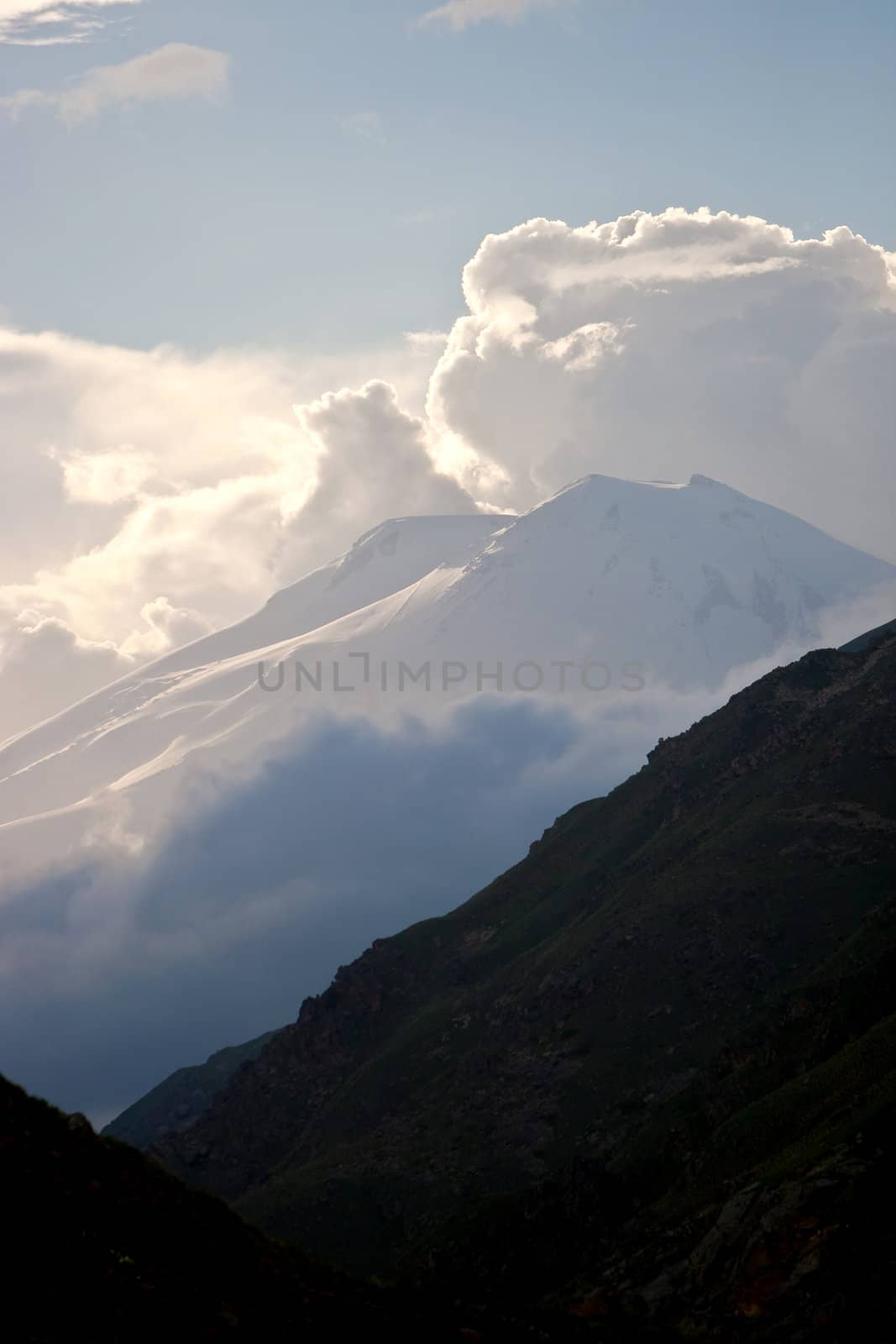 Clouds and Mountains, Caucasus Mountains Elbrus, Adilsu june 2010