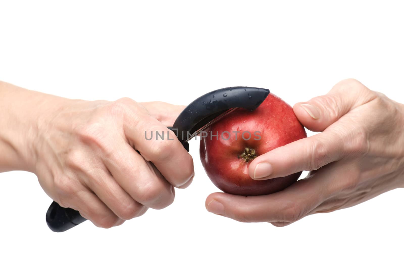 object isolated on white background apple on hand