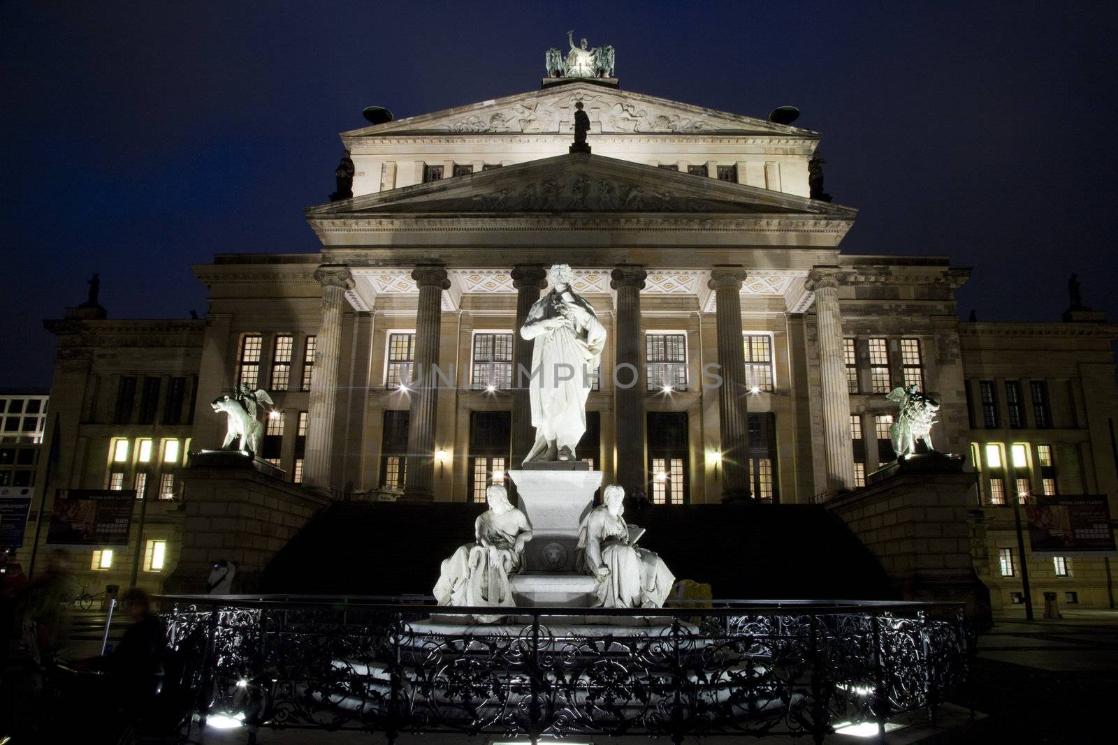 The Konzerthaus and statue of German poet Friedrich Schiller in Berlin.