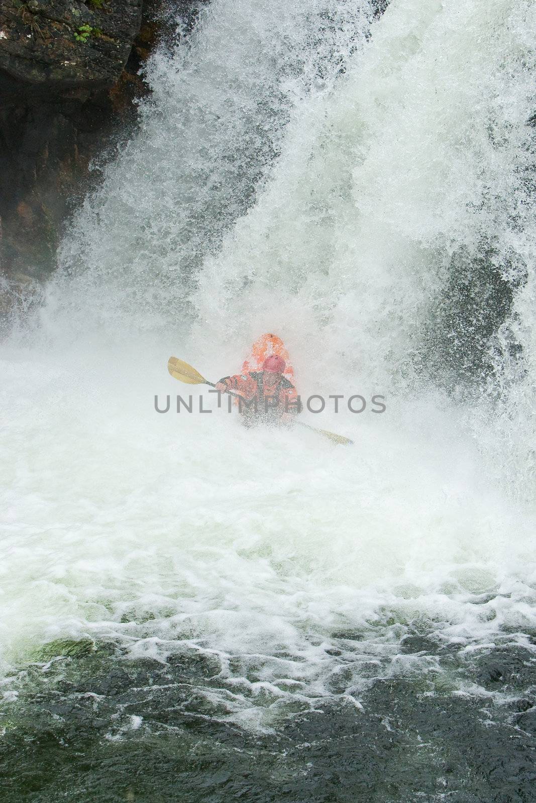 Kayak trip on the waterfalls in Norway. July 2010