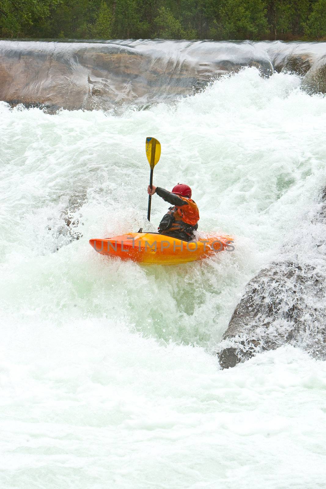 Kayak trip on the waterfalls in Norway. July 2010