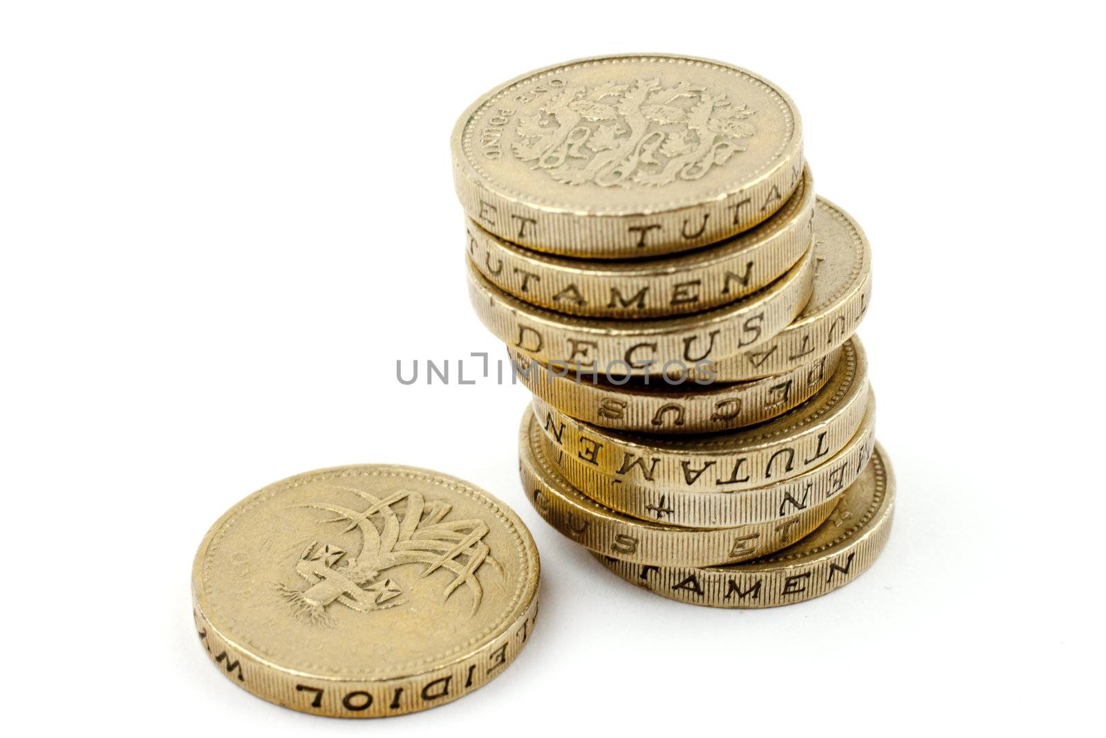 Stack of £1 (one pound) coins