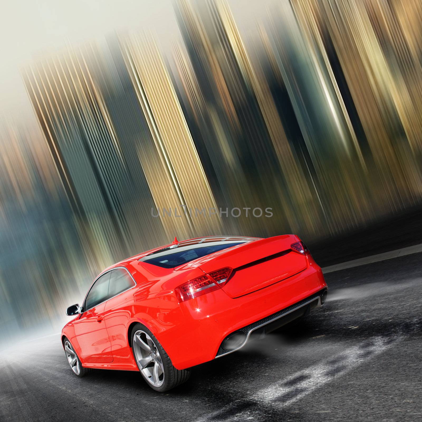 red sports car on a colorful background