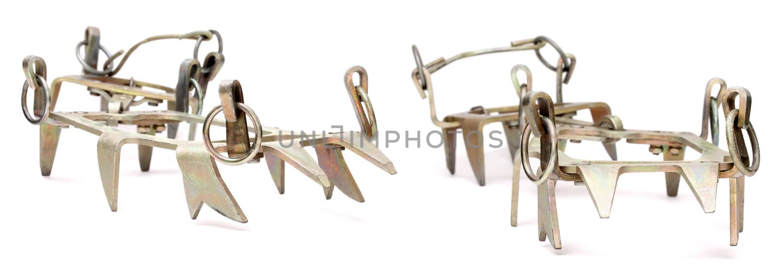  Two Steel Crampon isolated on the white background