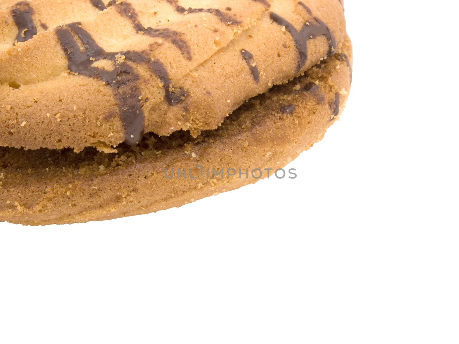 Tasty biscuit stuffed with jam isolated on white background