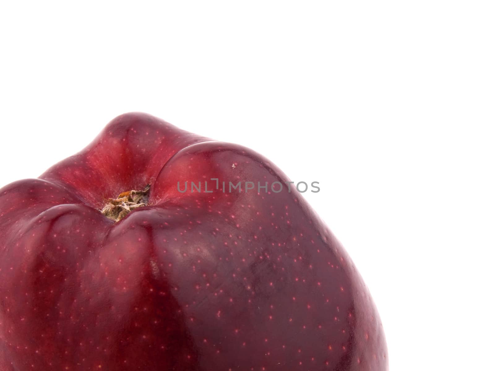 Closeup picture of tasty red apple on white background