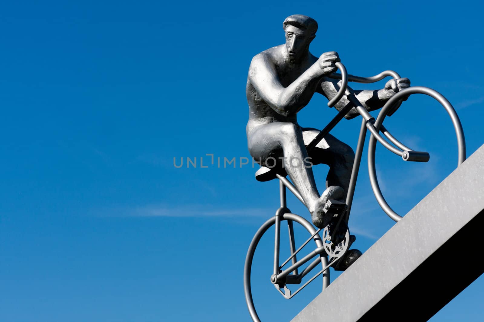 Cyclist of the early twentieth century, part sculpture
