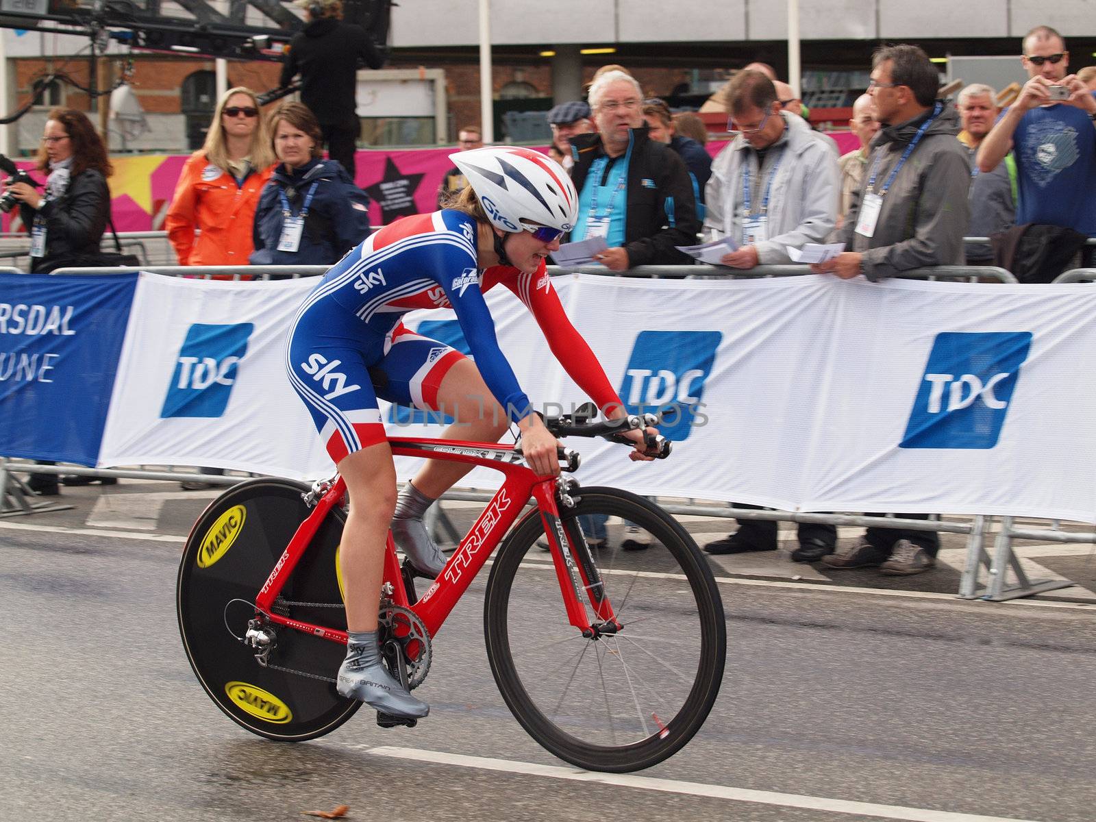 COPENHAGEN - SEPTEMBER 19: Elinor Barker, British junior cyclist at the UCI time trial championships in Copenhagen. The event starts on September 19 - 25, 2011 in Copenhagen and Rudersdal, Denmark.
