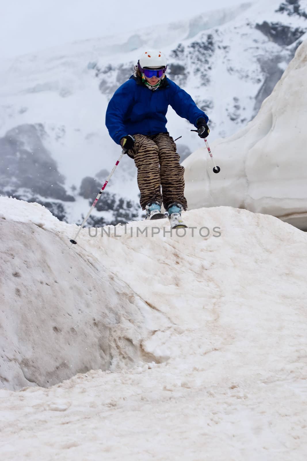 Freerider, jumping in a mountains, Caucasus, summer, 2010