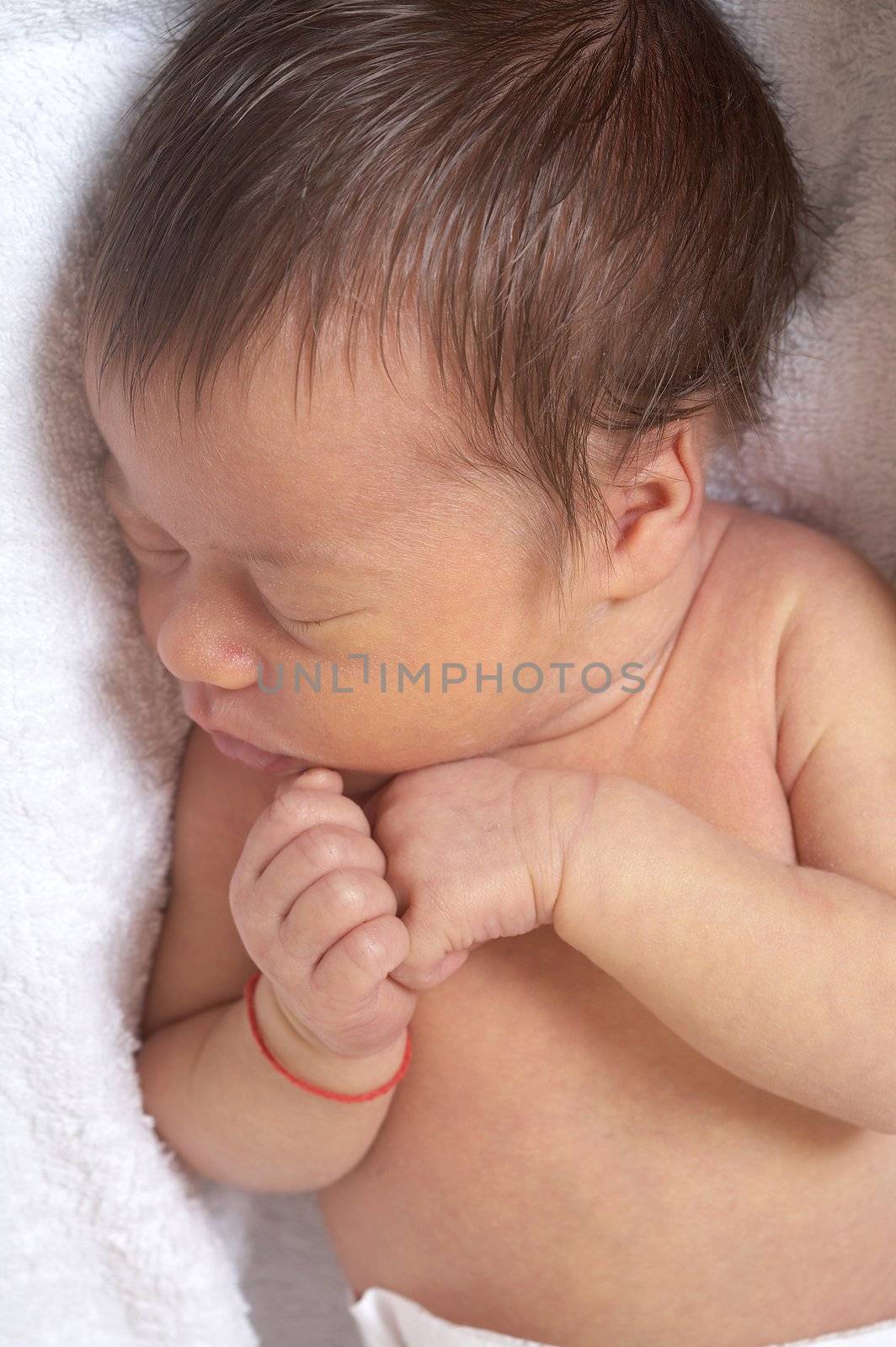 sweet dream newborn baby, portrait of little girl