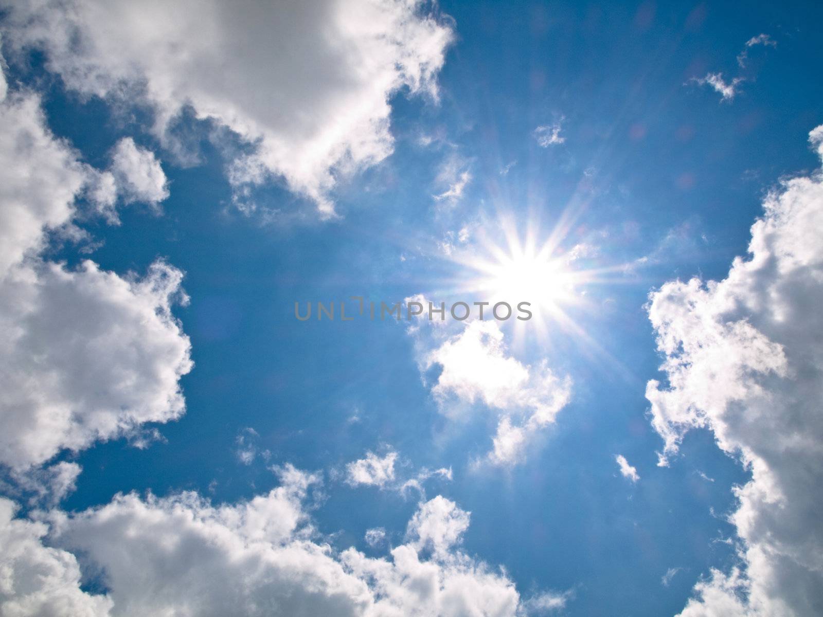 Shining spring sun with clouds