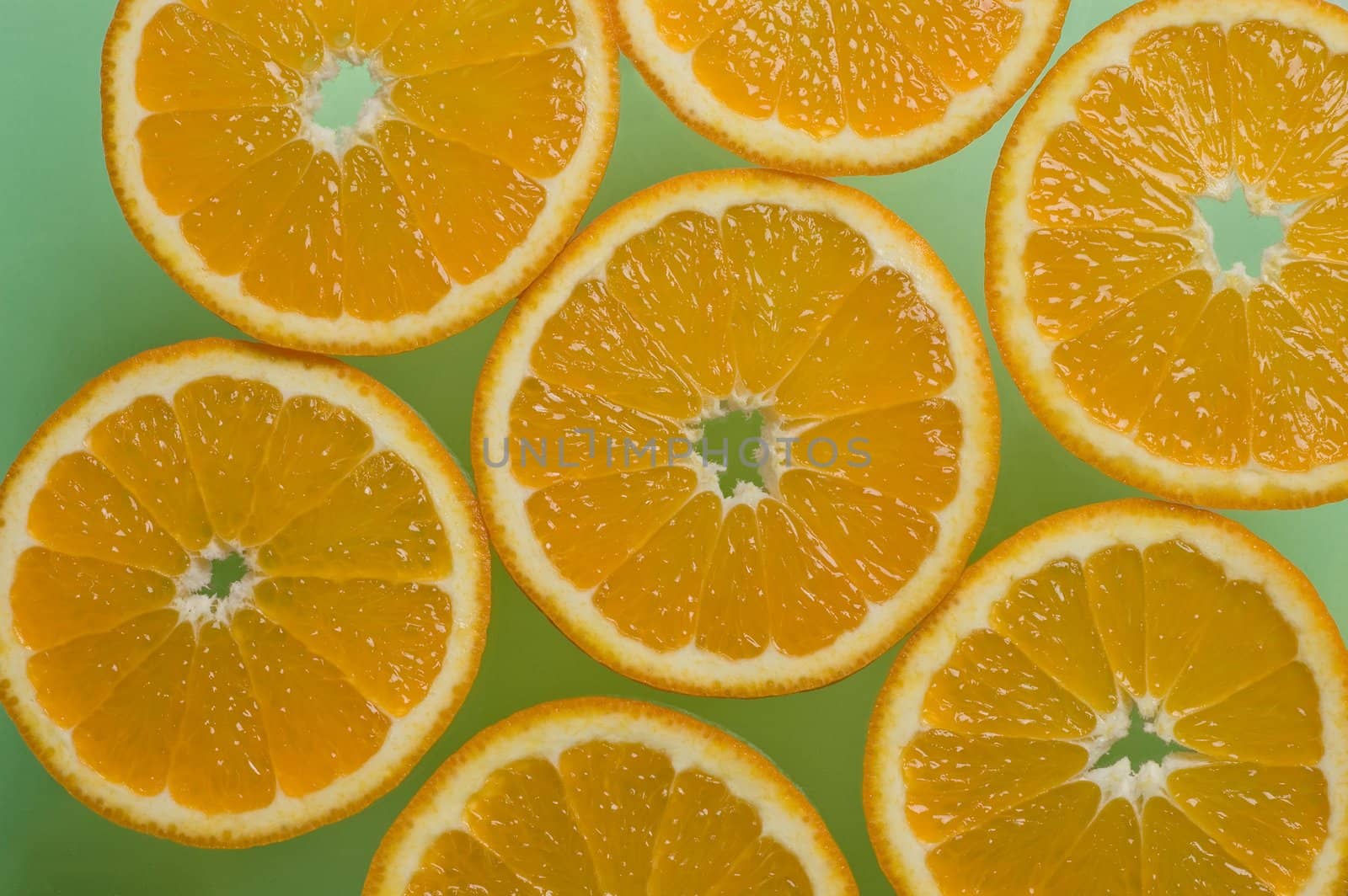 orange slices on the green table