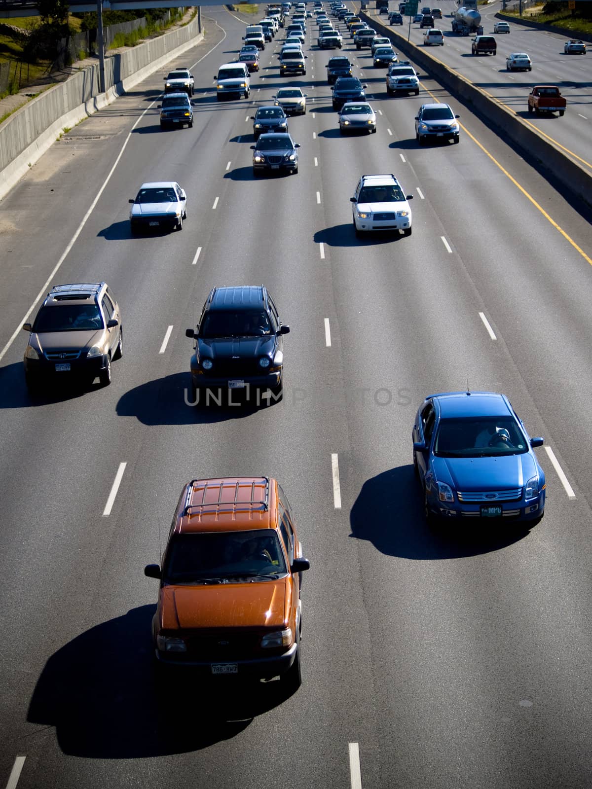 Traffic moving on the freeway