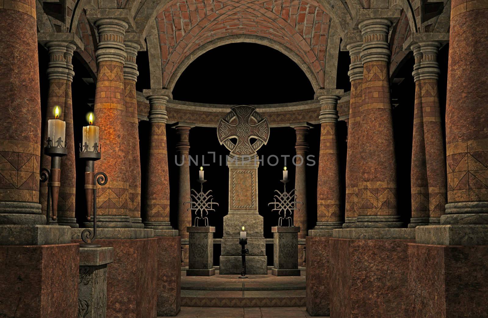 3d render of a spooky church