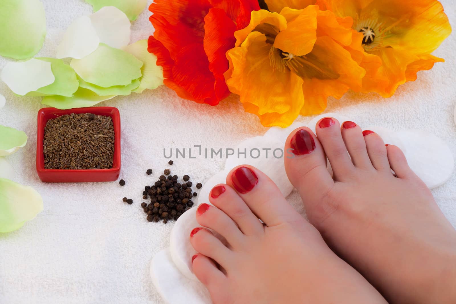 Woman taking care of her feet
