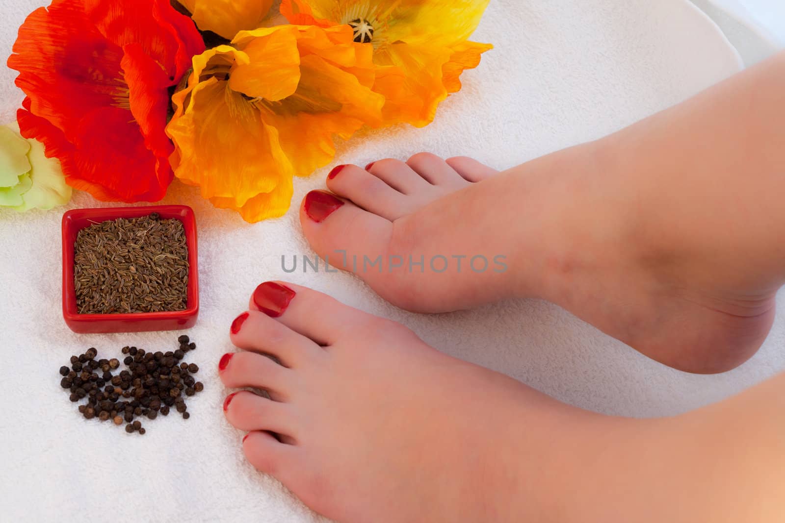 Woman taking care of her feet
