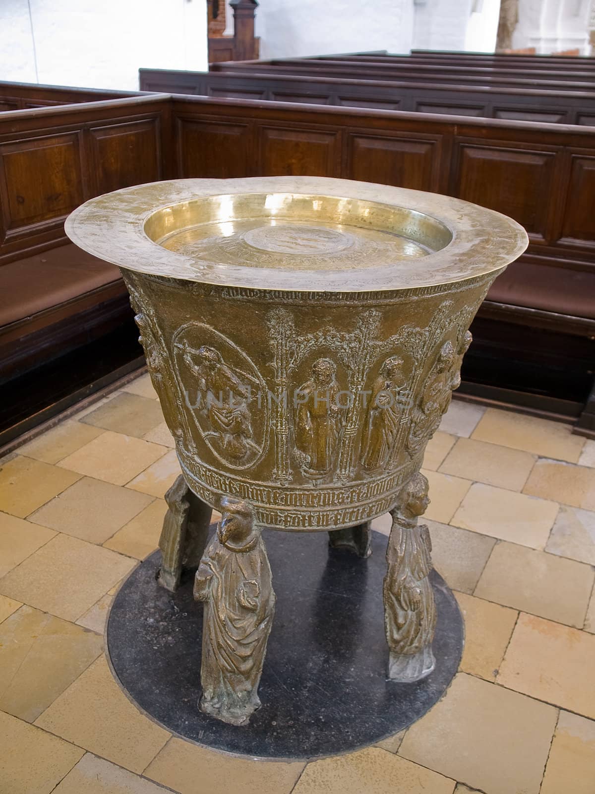 Full view of a Baptismal font in a Lutheran church