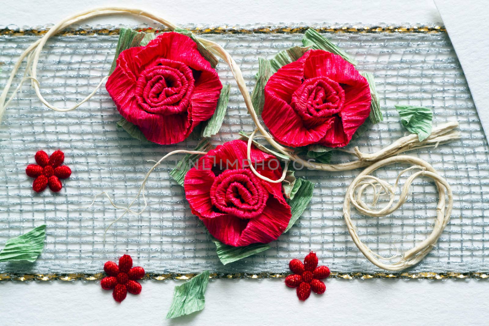 Wedding invitation ornament with red roses
