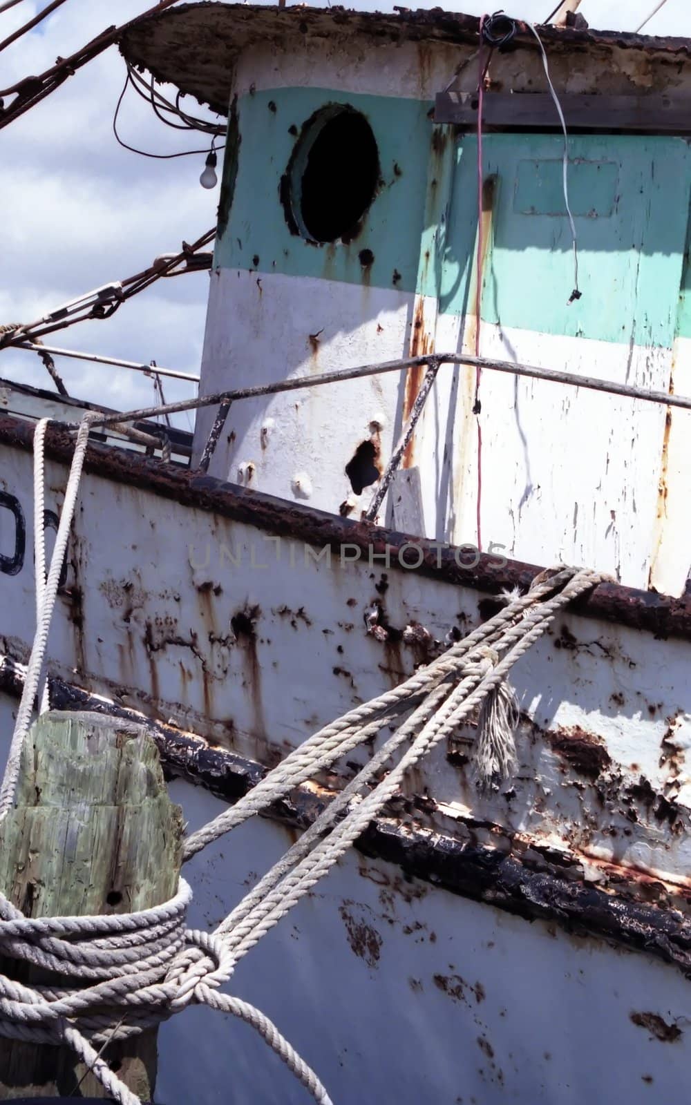 close-up of old boat
