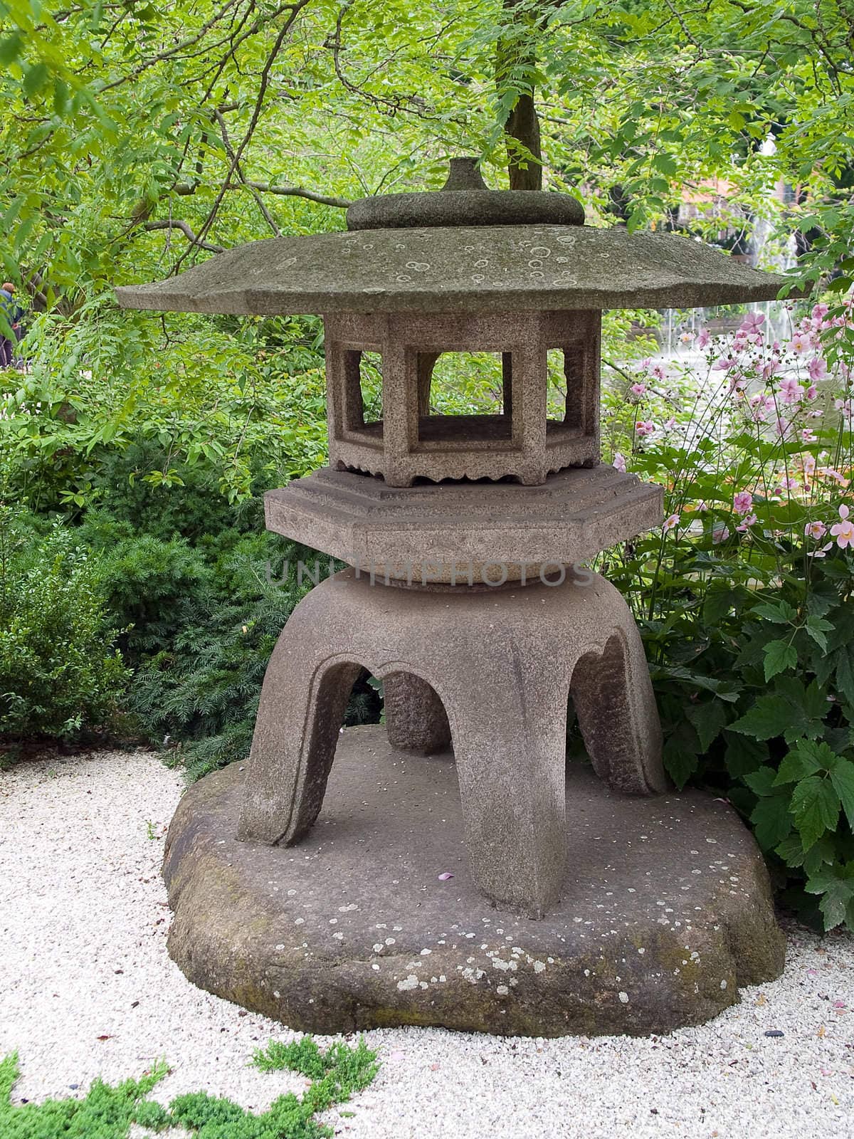 Details of Pagoda statue in a Japanese garden