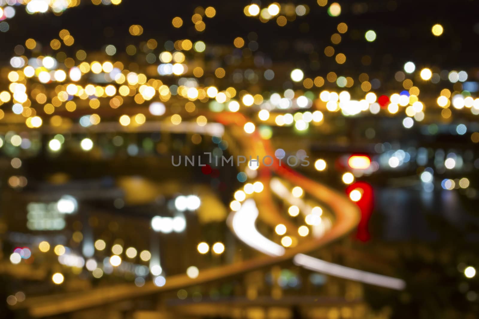 Portland Oregon Out of Focus City Night Lights and Car Trails