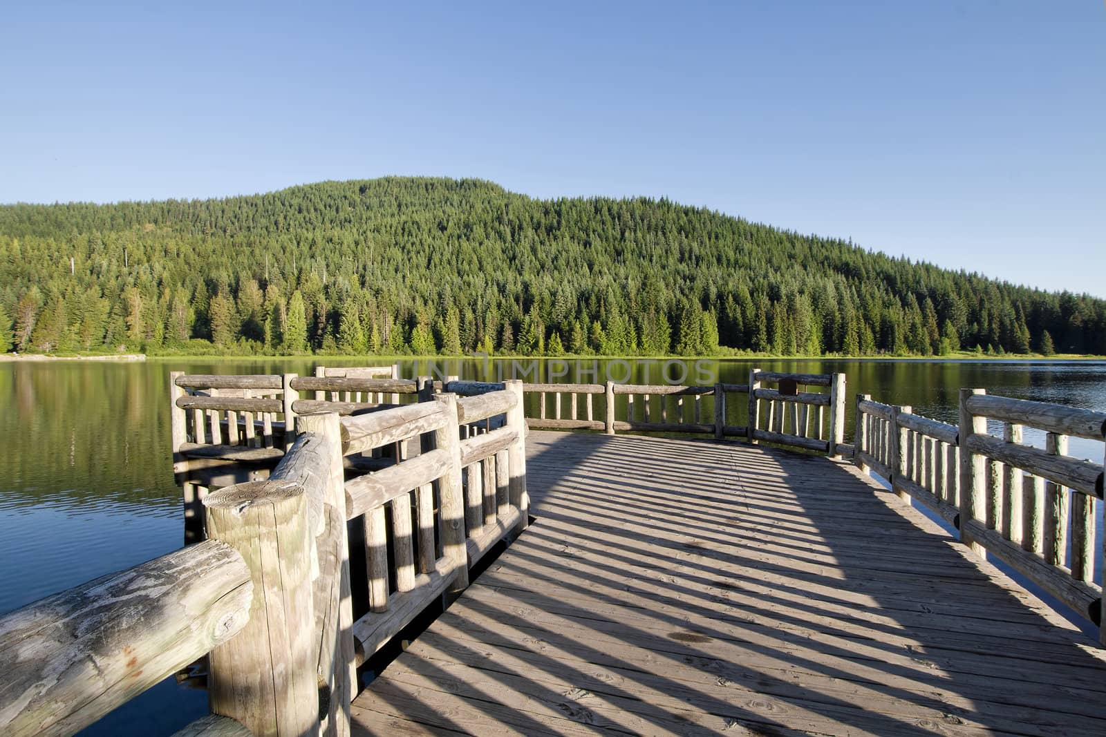 Fishing Pier at Trillium Lake Oregon at Sunrise