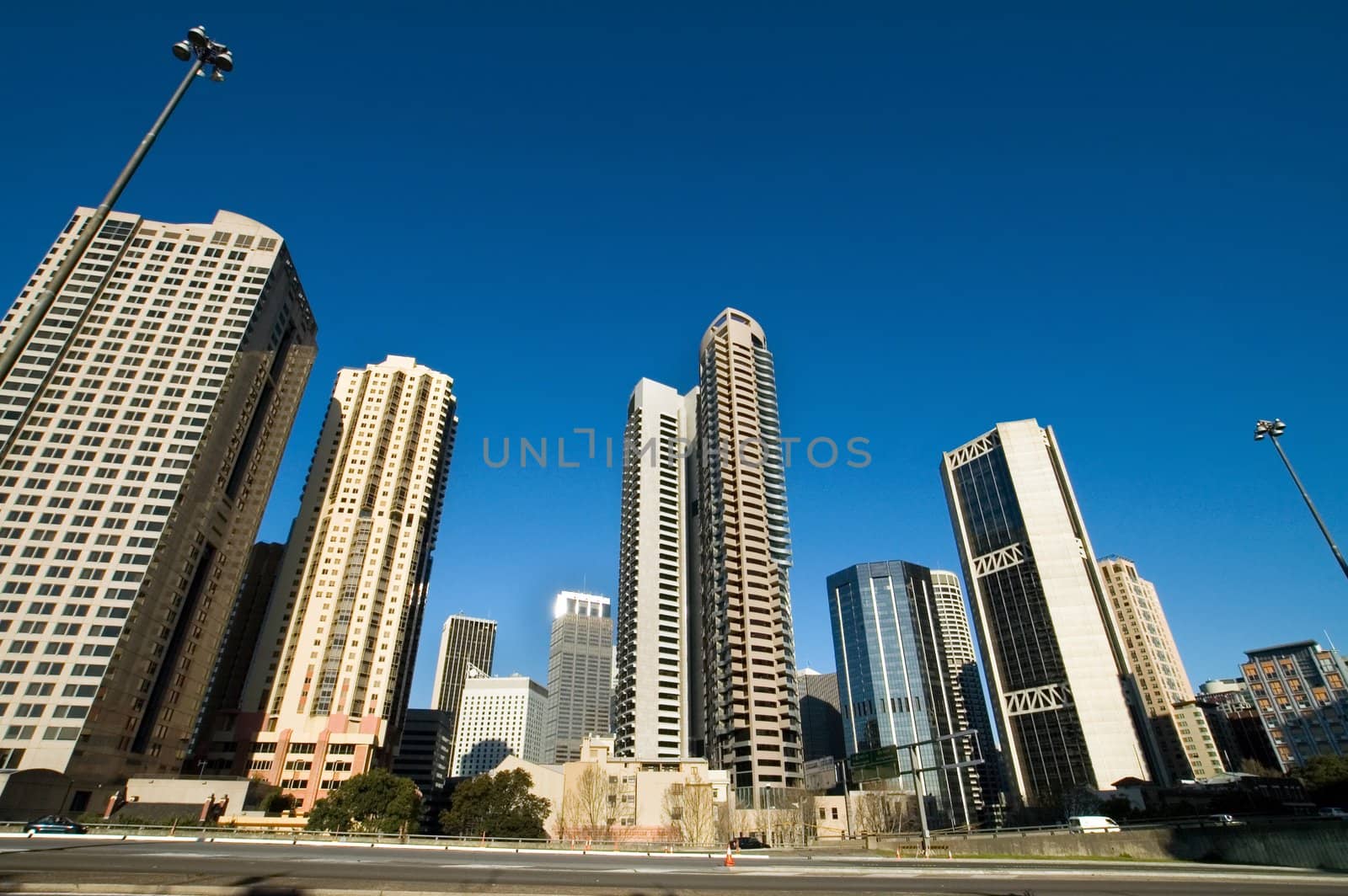 skyscrapers in sydney, weird perspective - wide angel lens