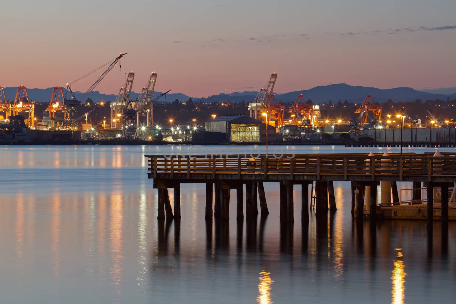 Fishing Pier at Alki Beach Seattle Washington by jpldesigns