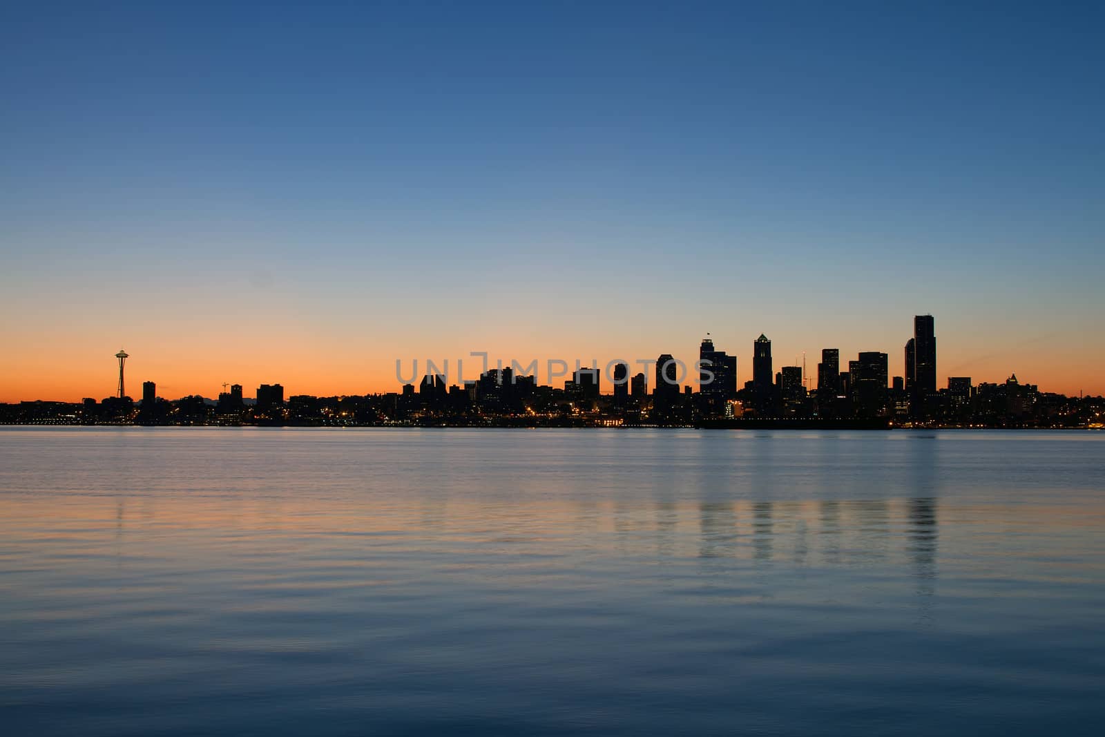 Seattle Washington Waterfront Skyline at Sunrise Panorama by jpldesigns