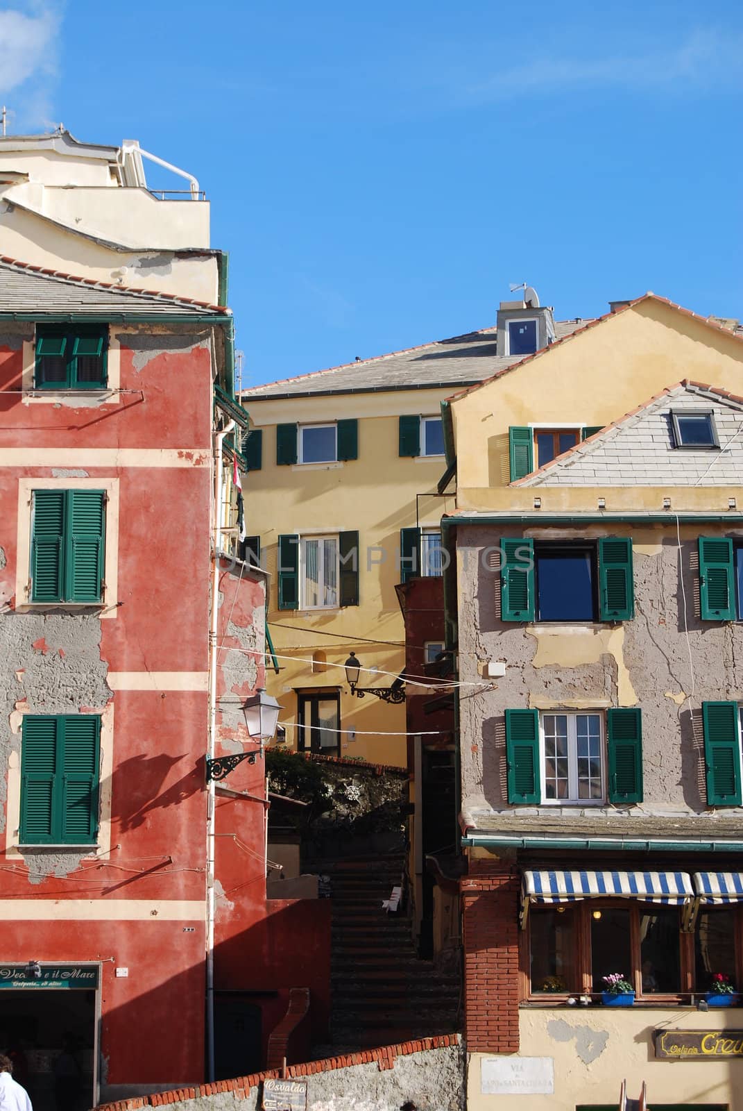 The city of Genoa with its palace, skyscraper and the acient quarter of Boccadasse