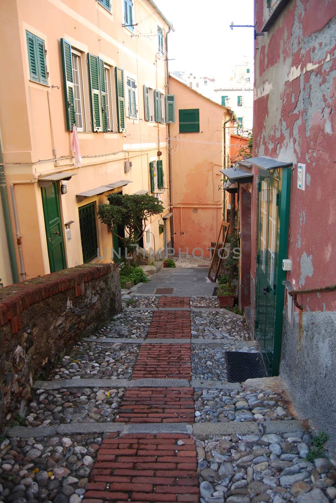 The city of Genoa with its palace, skyscraper and the acient quarter of Boccadasse