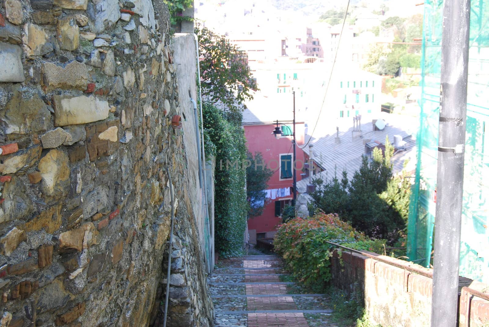 The city of Genoa with its palace, skyscraper and the acient quarter of Boccadasse