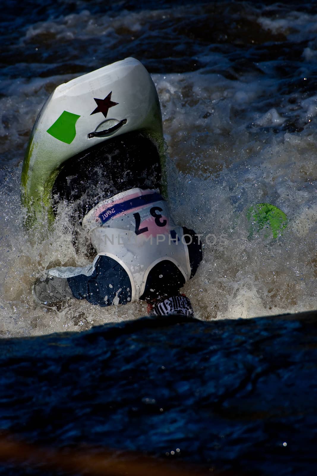 Competition of kayak freestyle on whitewater, Russia, Akulovka