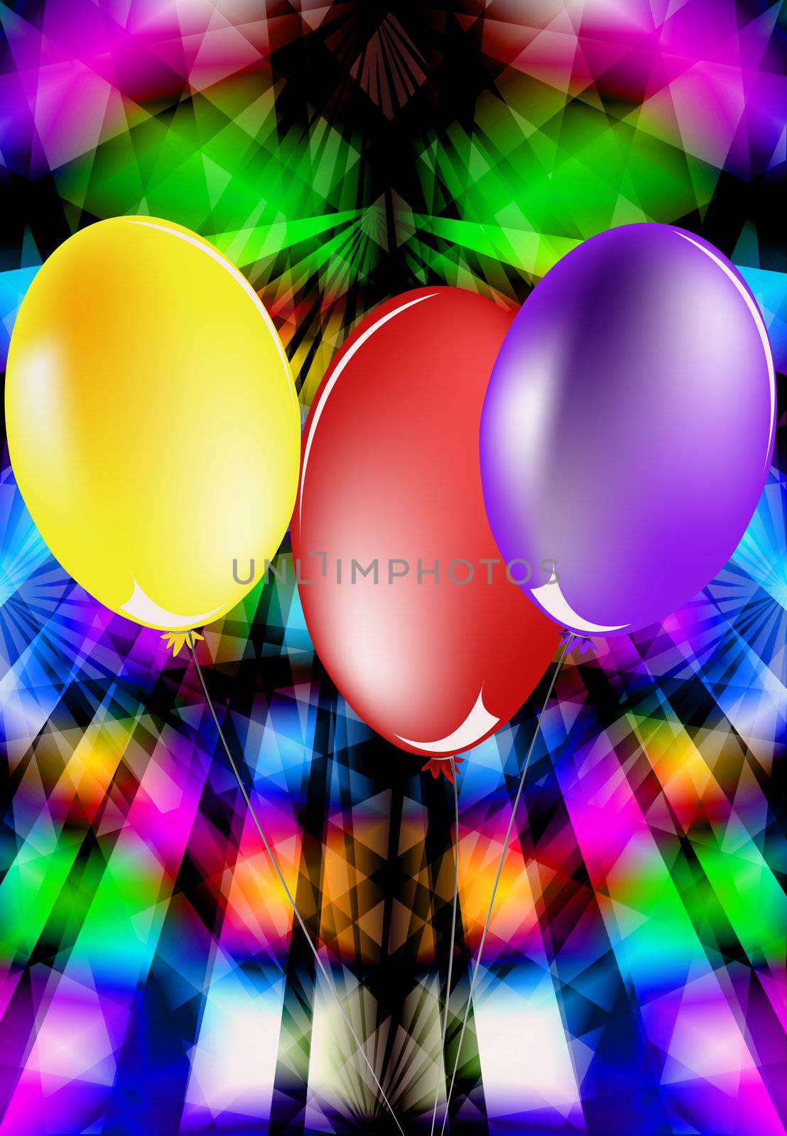 Abstract celebratory illustration with balloons for placing of your text